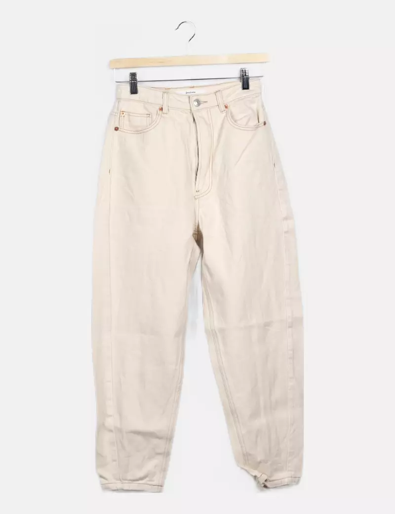 Stradivarius Jeans blanco slouchy