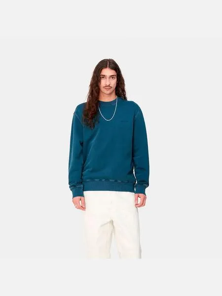 Sudadera carhartt wip duster script azulón lavado de hombre