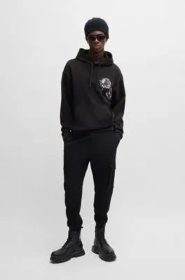 Sudadera con capucha en felpa de algodón con estampado floral y logo