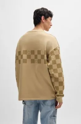 Sudadera de corte holgado en felpa de algodón con estampado de cuadros