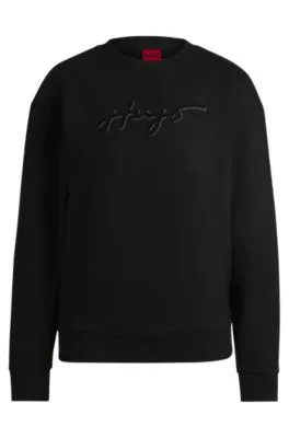 Sudadera de felpa de algodón con estampado flocado y estrás