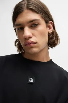 Sudadera regular fit en algodón elástico con logo apilado