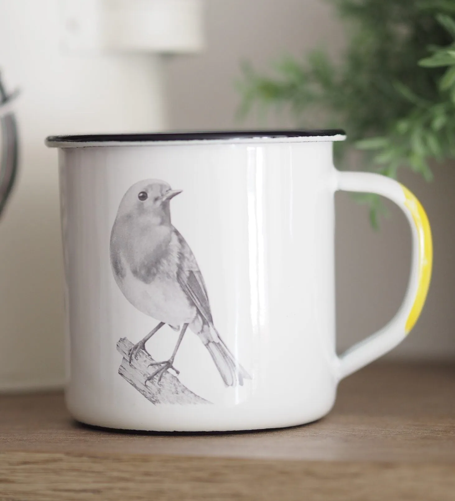 Taza de acero esmaltado petirrojo