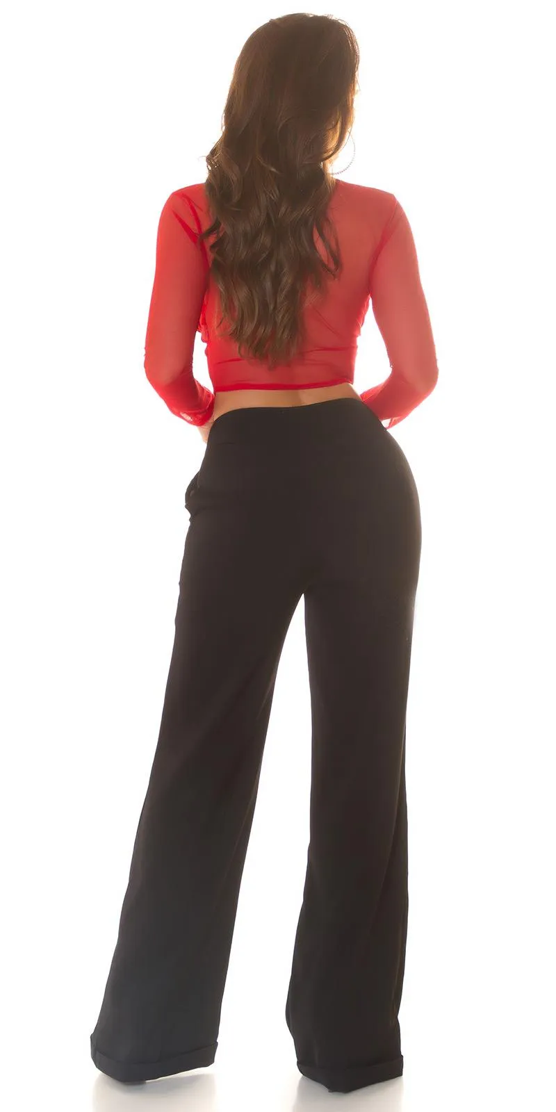 Top corto rojo atado al cuello 