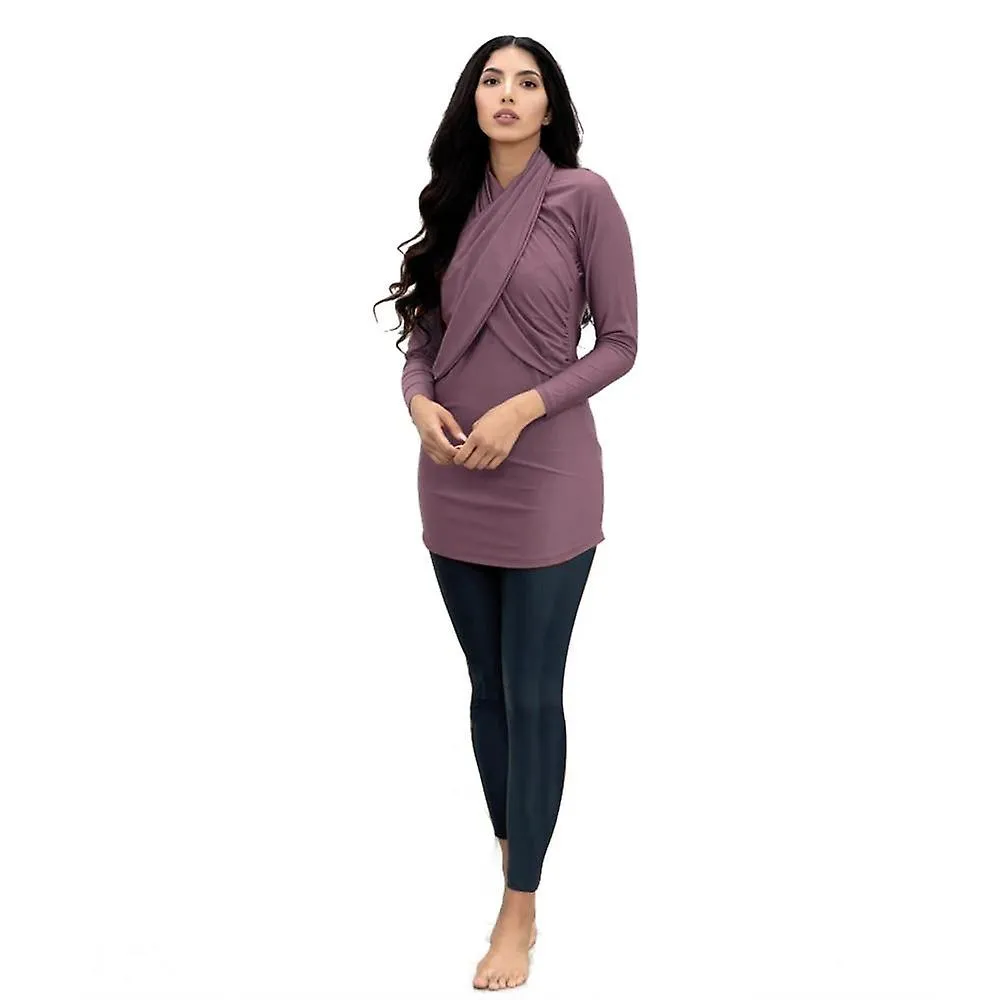 Traje de baño musulmán modesto patchwork hijab mangas largas sport traje de baño