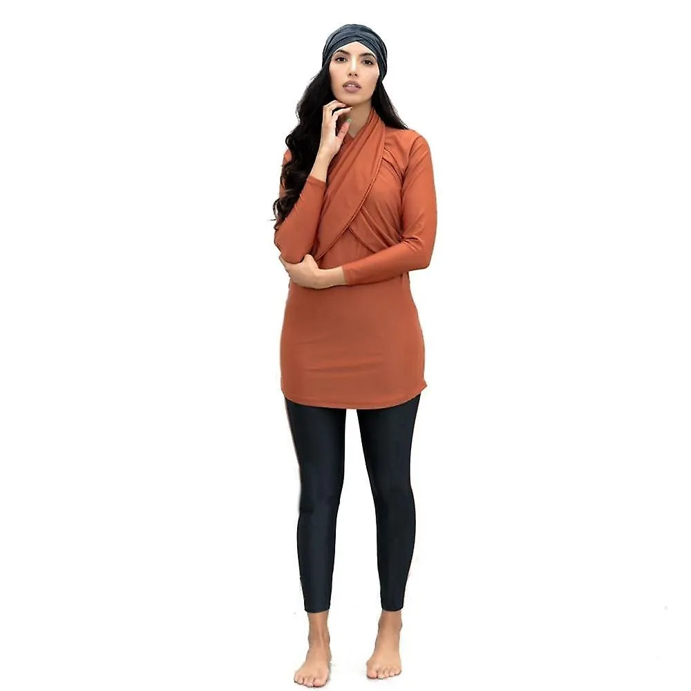 Traje de baño musulmán modesto patchwork hijab mangas largas sport traje de baño