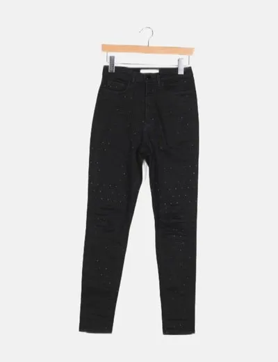 Uterqüe Jeans negro strass