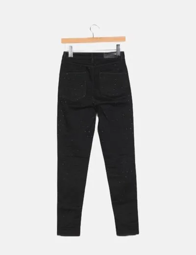 Uterqüe Jeans negro strass