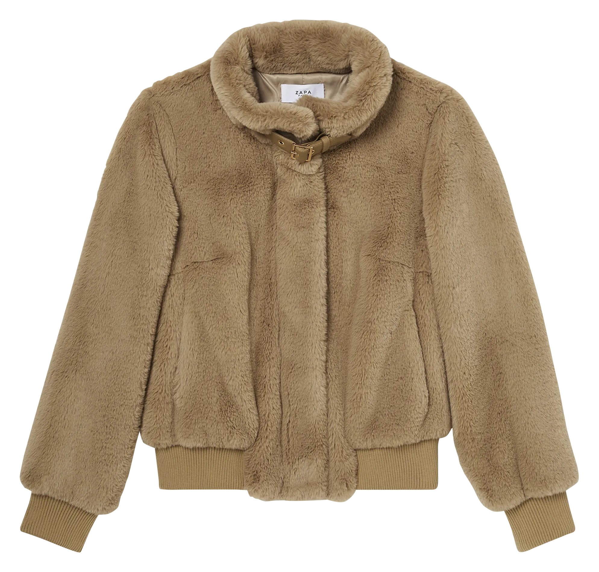 VALOU  CHAQUETA CORTA DE PELO SINTéTICO CON CUELLO ALTO EN MARRON