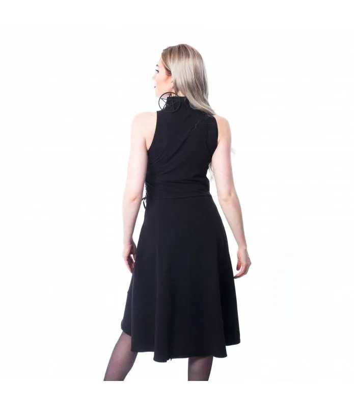 Vestido Zhar Negro Sin Mangas Cuello Alto Cordones Cuerpo INNOCENT