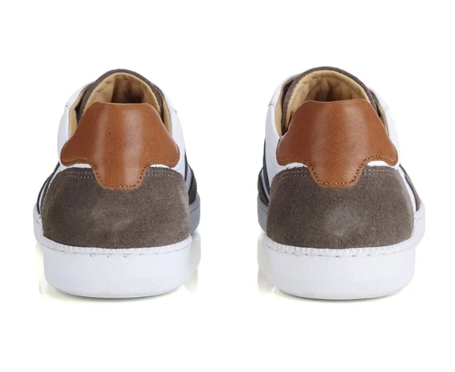 WHITE TAUPE AND GREEN MEN'S LEATHER TRAINERS  BERRINGA