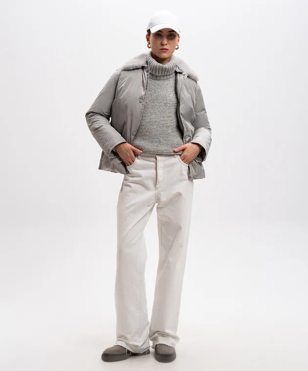 Woolrich Gray wool sweater with detachable collar