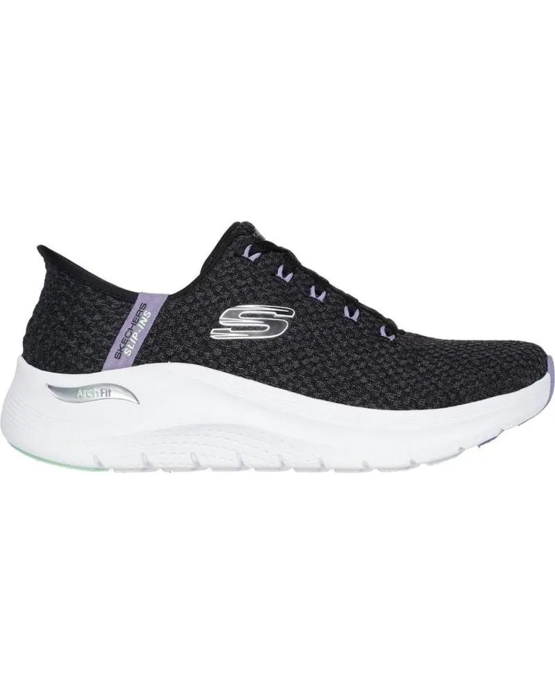 ZAPATILLAS DEPORTE SKECHERS  DE MUJER SLIPINS ARCH FIT 20 GOOD ENERGY NEGRA  NEGRO