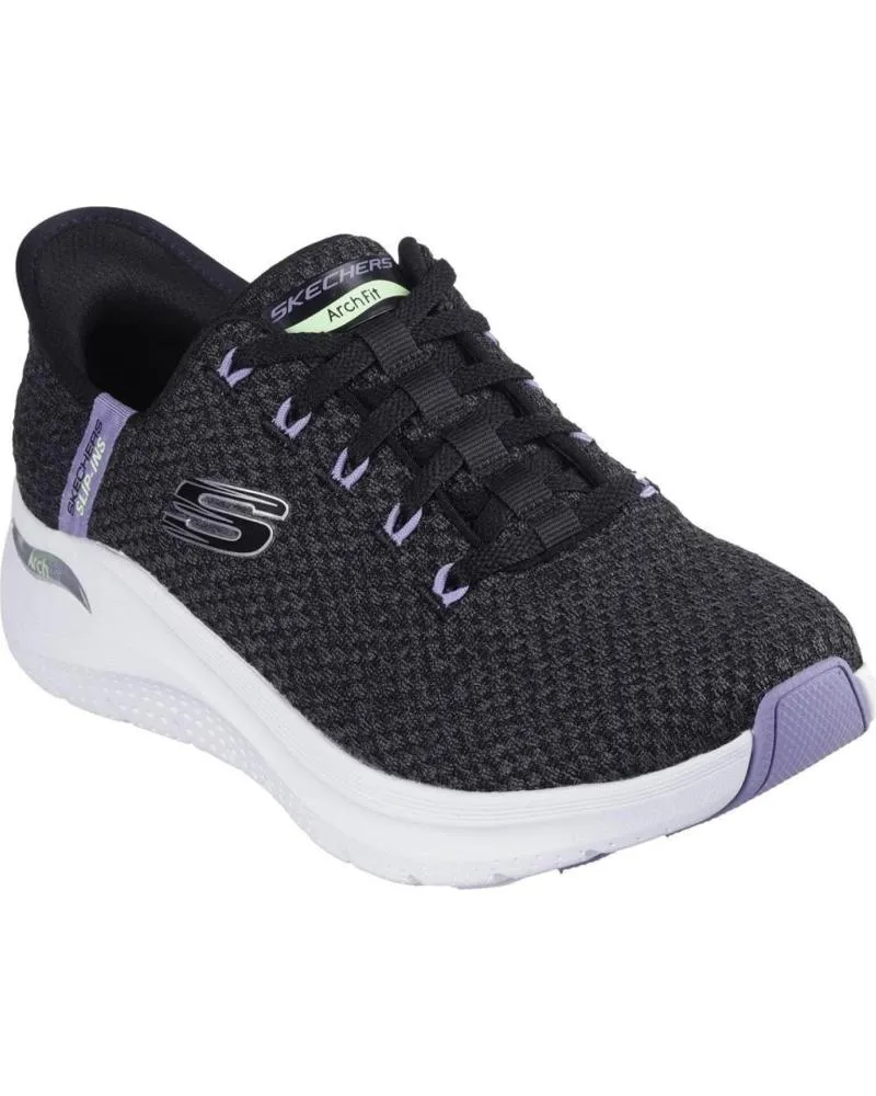 ZAPATILLAS DEPORTE SKECHERS  DE MUJER SLIPINS ARCH FIT 20 GOOD ENERGY NEGRA  NEGRO