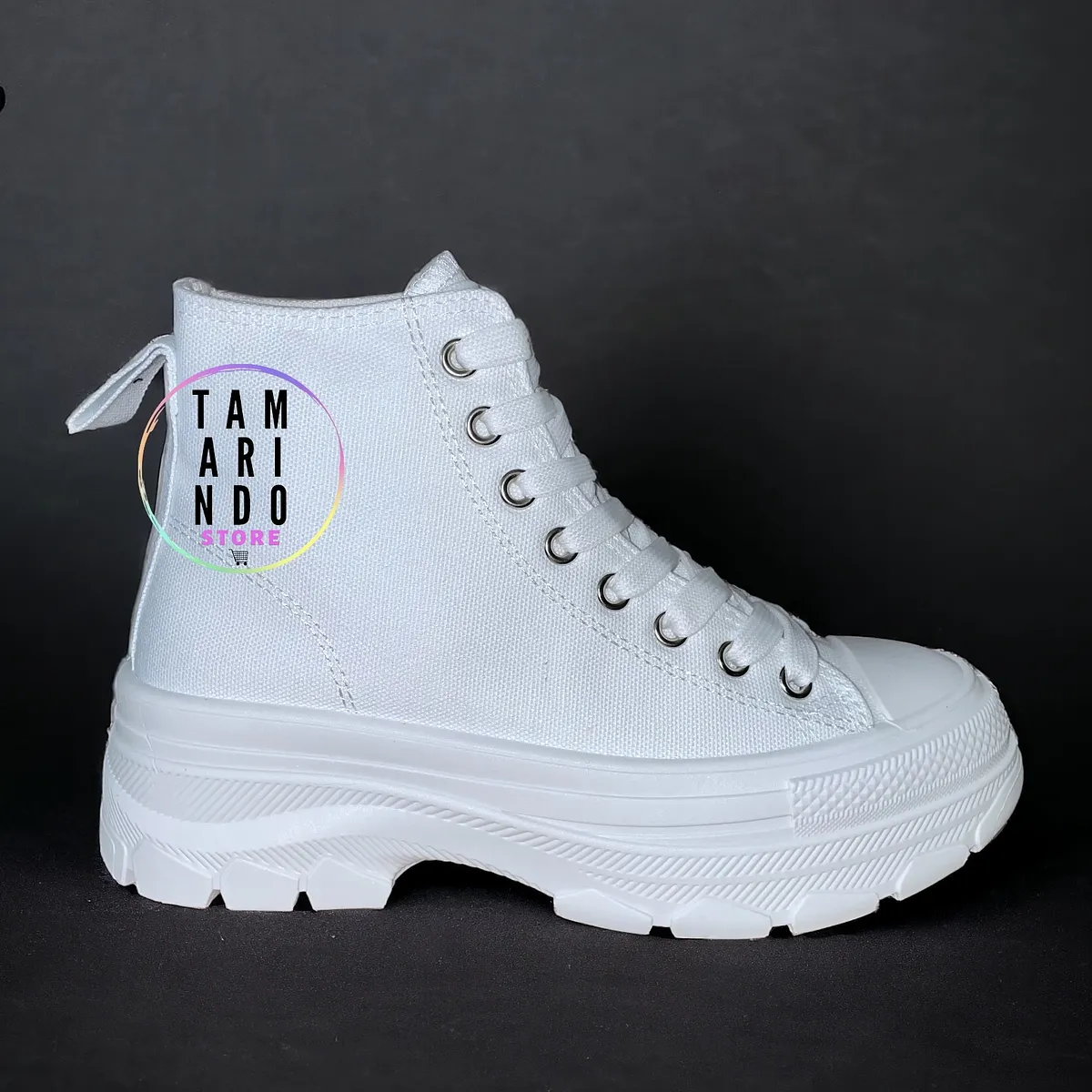 Zapatillas lona con caña blanco entero 2301