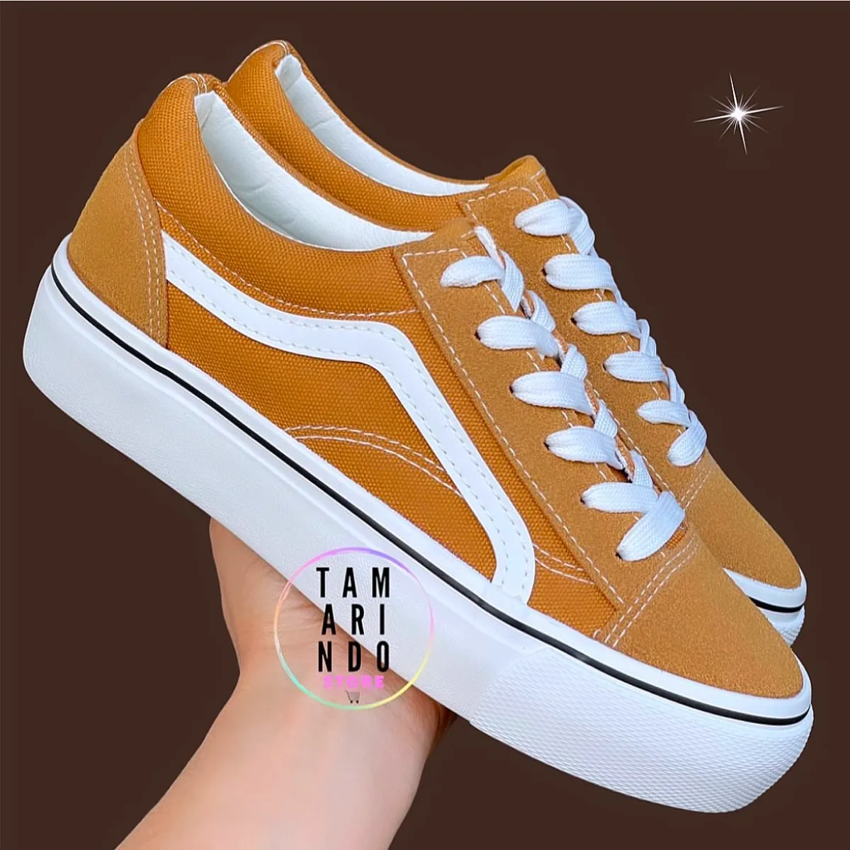 Zapatillas lona mostaza sin plataforma D08