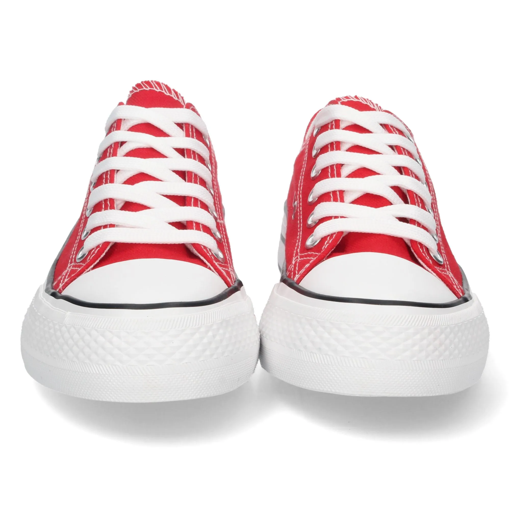 Zapatillas planas doble suela estilo bamba en lona mujer rojo A307
