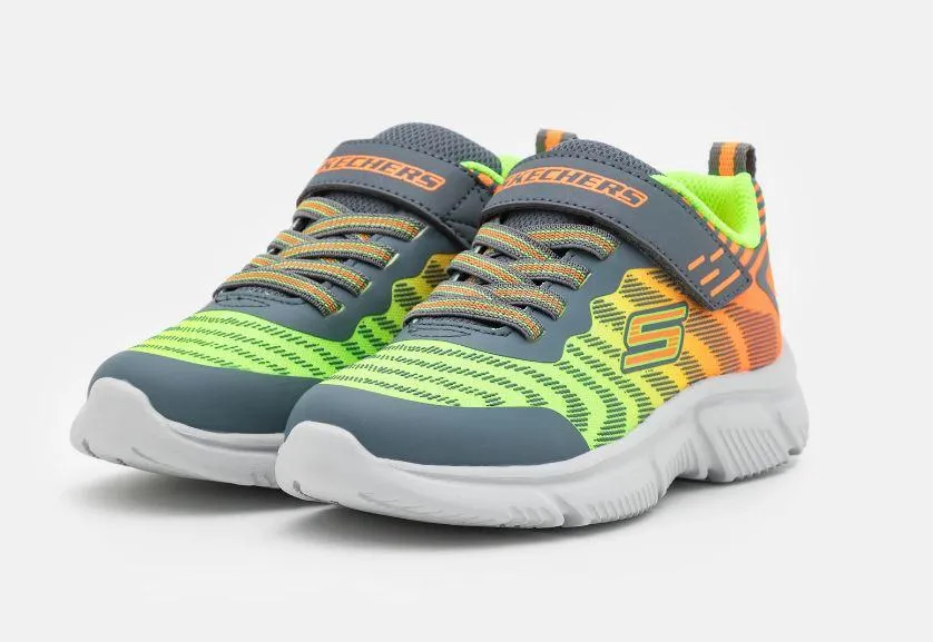 Zapatillas Skechers Go Run 650 Niño Velcro Verde/Gris/Naranja
