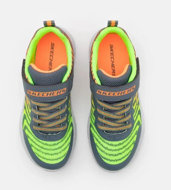 Zapatillas Skechers Go Run 650 Niño Velcro Verde/Gris/Naranja