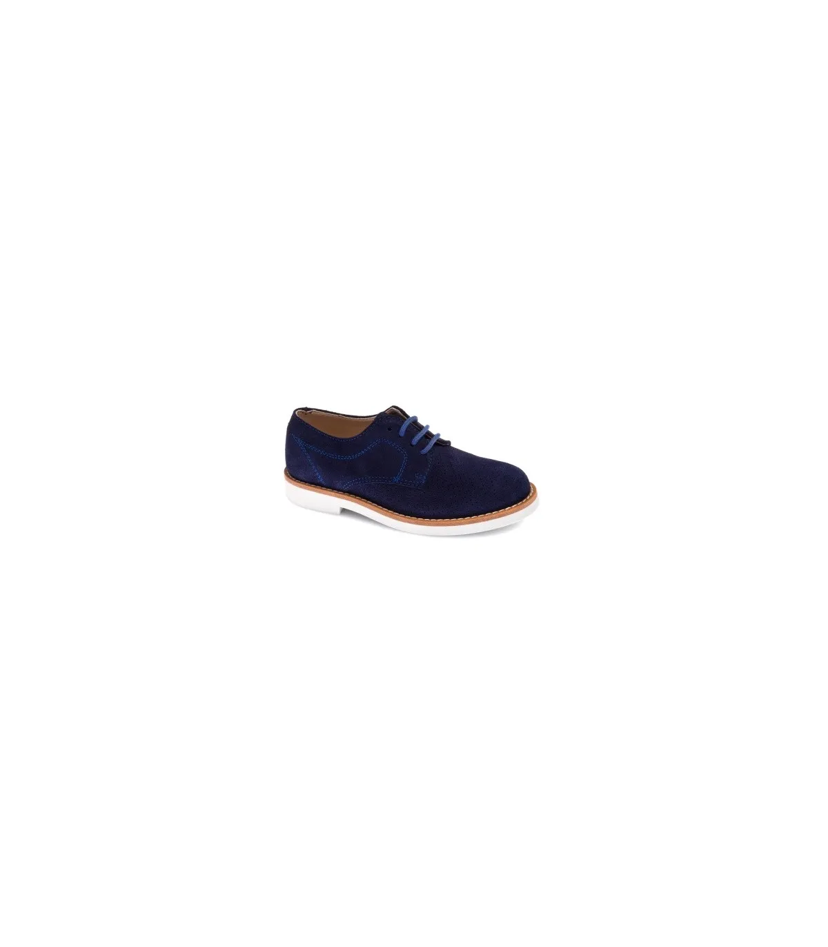 Zapato con cordones serraje azul marino