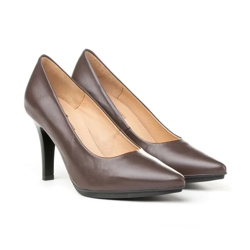 Zapatos De Salón Mujer Piel Napa Tacón Alto 1500 Marrón, de Eva Mañas